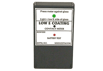 The Low-E Coating Contact Meter is a simple instrument that detects any conductive surface.
